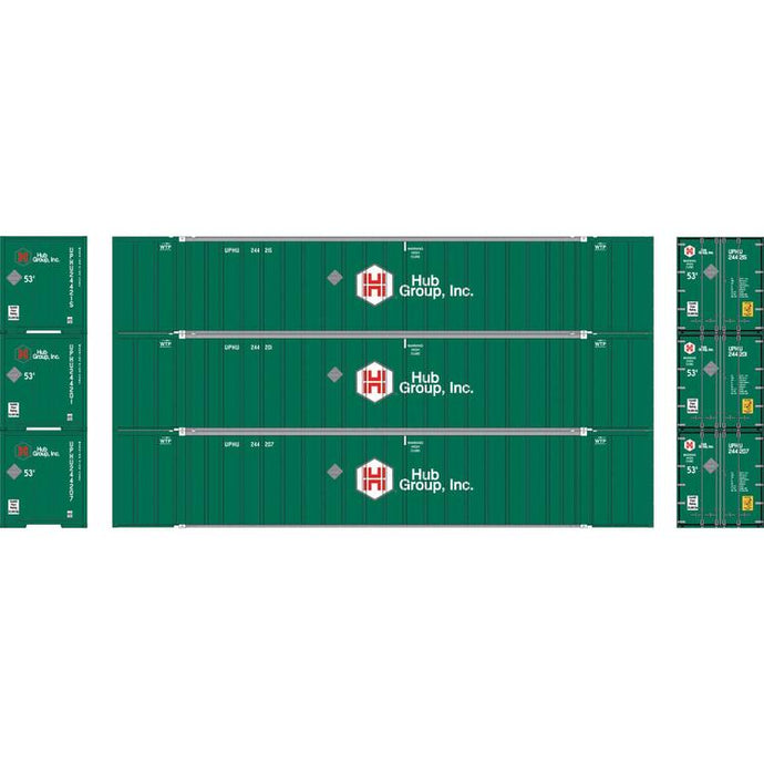 Athearn Ready To Roll HO 53' Stoughton Containers, Hub Group #1 (3)