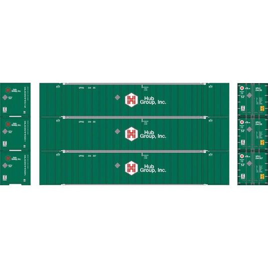 Athearn Ready To Roll HO 53' Stoughton Containers, Hub Group #1 (3)