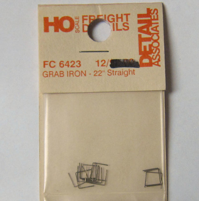 Detail Associates HO Freight Car Grab Irons -- 22 Straight pkg(12)