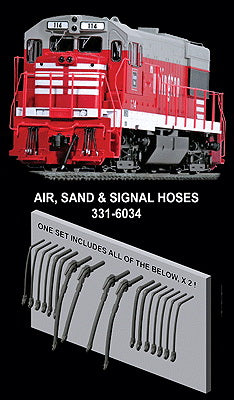 Hi-Tech HO Diesel Locomotive Rubber MU & Brake Hose Set - 16 Pieces