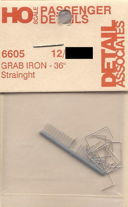 Detail Associates HO Passenger Car Grab Irons pkg(12) -- 36 Straight